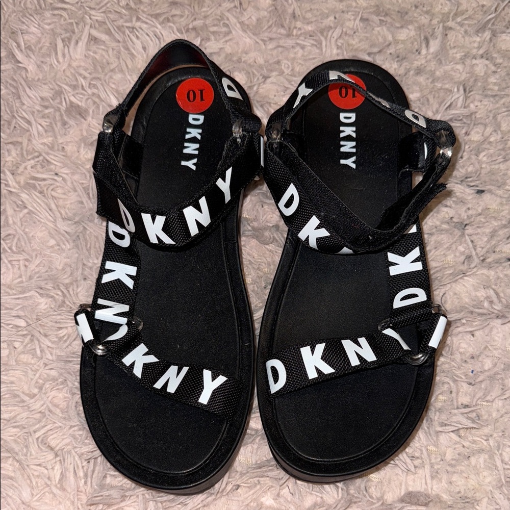 DKNY Black Sandals with White Accents